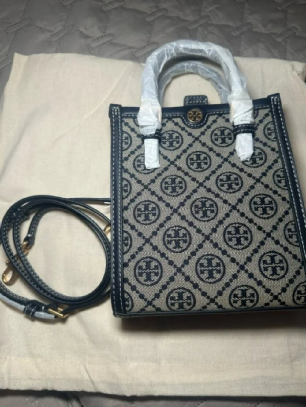 Tory Burch T-Monogram Jacquard Mini Shopper Tote